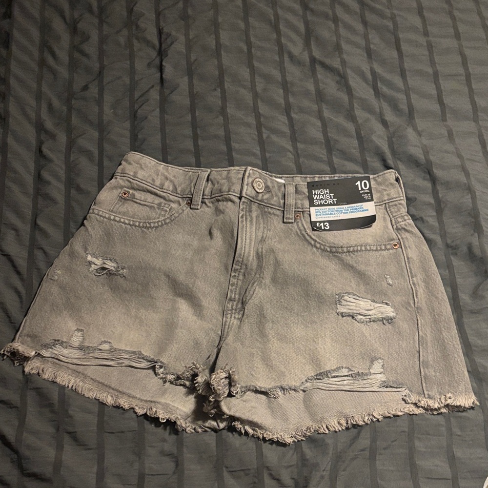 Primark Gray Distressed Jean Shorts